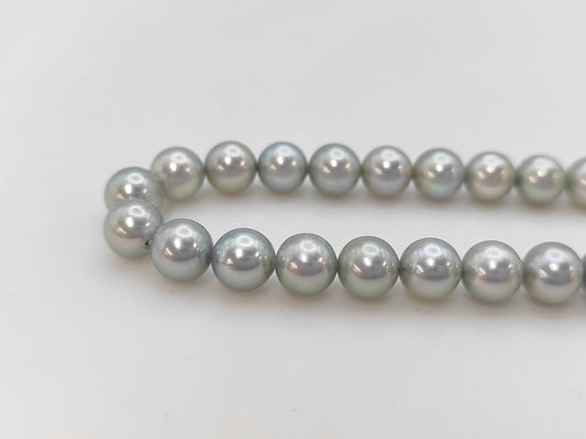 Pearl Necklace, Diameter: Approx. 7.0-7.5mm, Silver, 35.0g 