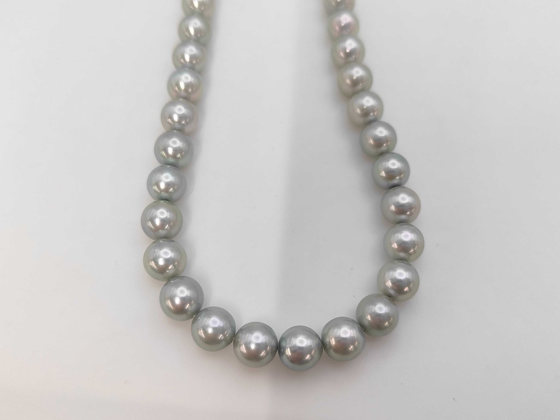 Pearl Necklace, Diameter: Approx. 7.0-7.5mm, Silver, 35.0g 