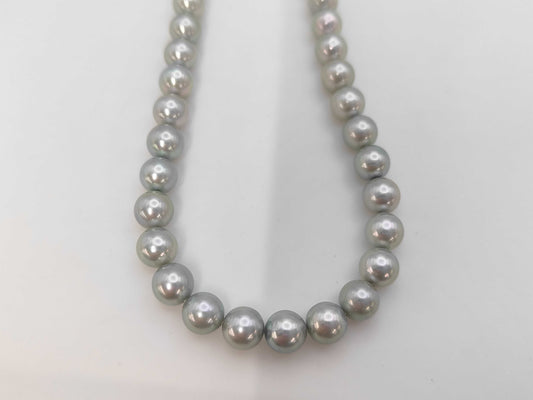 Pearl Necklace, Diameter: Approx. 7.0-7.5mm, Silver, 35.0g 