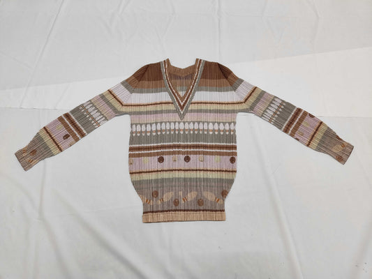 ISSEY MIYAKE Pleats Please Bowling Print Top