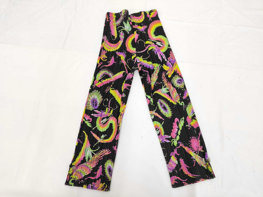 ISSEY MIYAKE Pleats Please Dragon Print Pants