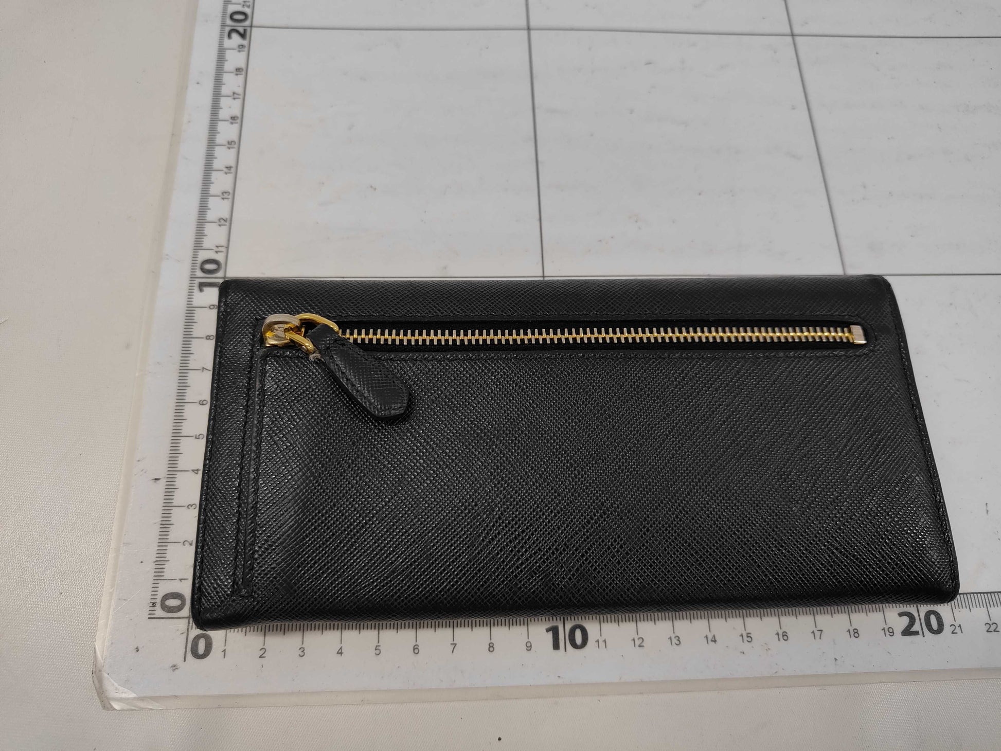 PRADA Prada Long Wallet Black with Gold Hardware and Saffiano Leather