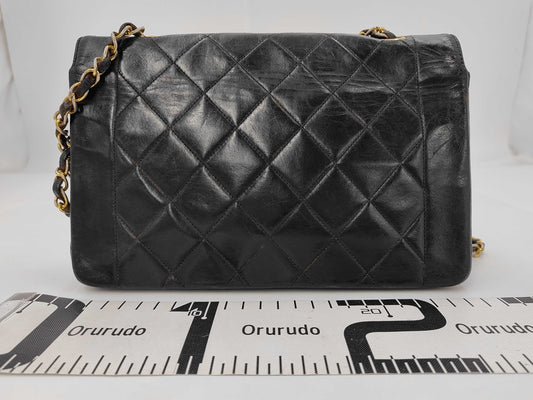 CHANEL Matelasse Lambskin Single Flap Single Chain Bag with Diana Flap, Black with Gold Hardware, 2808432, No. 2 Shoulder Bag