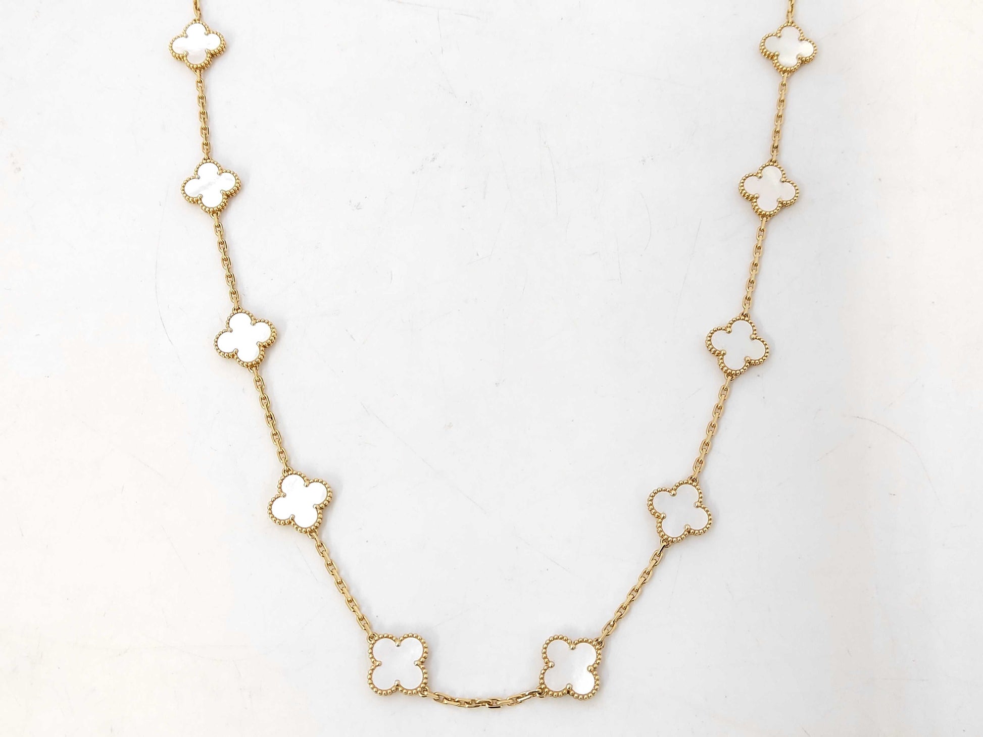 Van Cleef & Arpels Vintage Alhambra 20P Shell Necklace in Au750, 47.1g 