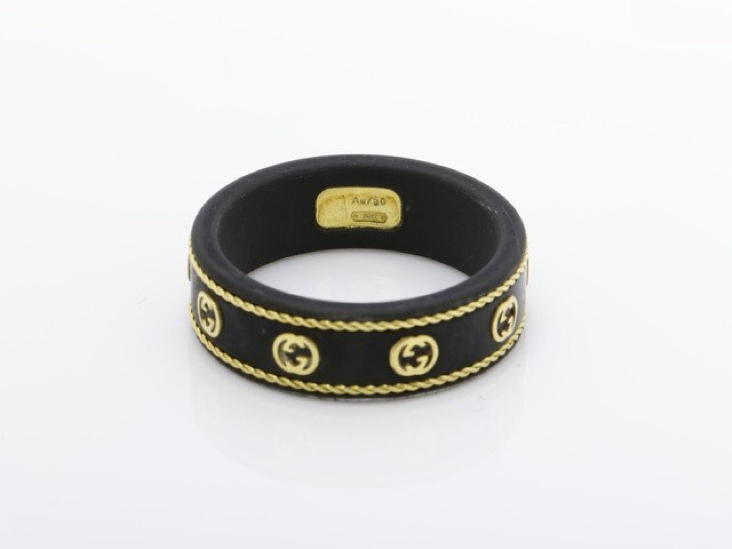 GUCCI Au750 Black Corundum Icon Ring #20 3.0g