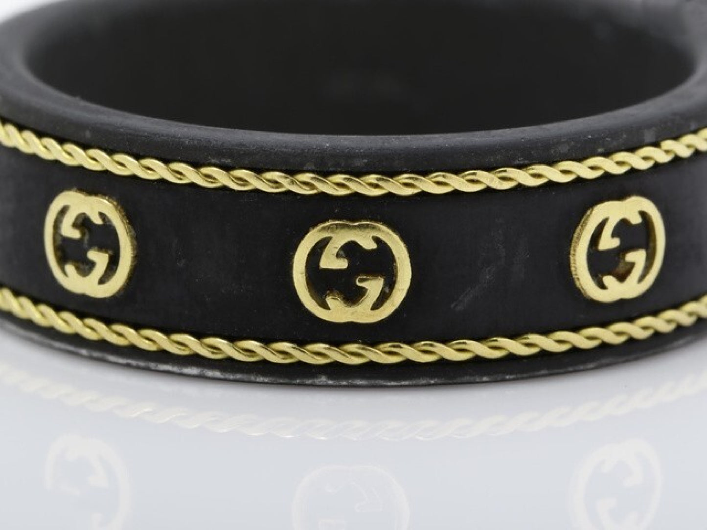 GUCCI Au750 Black Corundum Icon Ring #20 3.0g