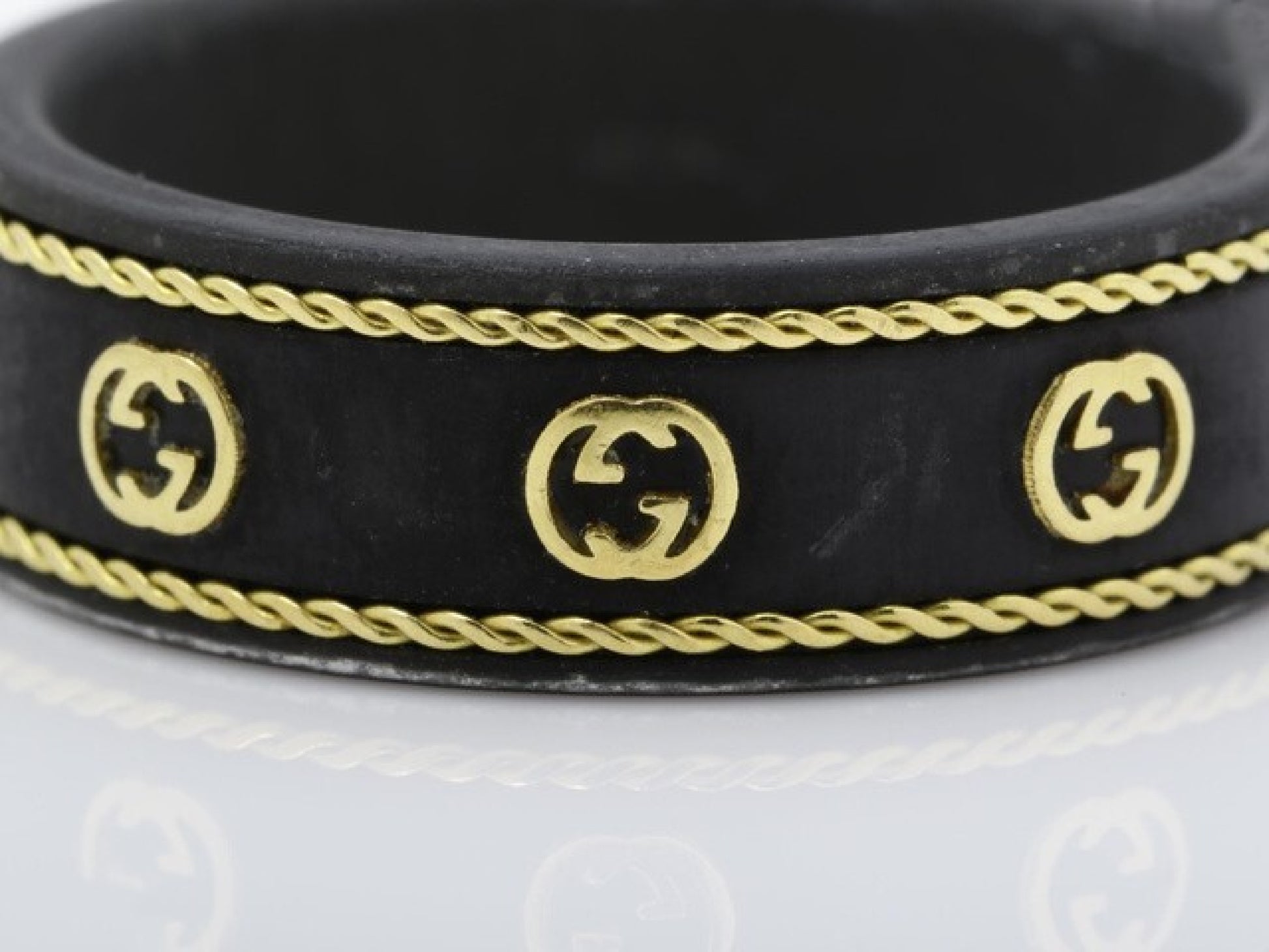 GUCCI Au750 Black Corundum Icon Ring #20 3.0g