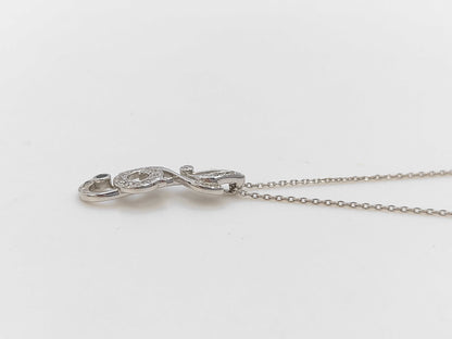 MIKIMOTO Treble Clef Motif Necklace with 0.03ct D0.15ct Colored Stones and 4.1g K18 