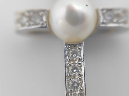 MIKIMOTO Pearl Necklace, Approx. 4.7mm Diameter, Diamond, 18K Gold, 3.5g 