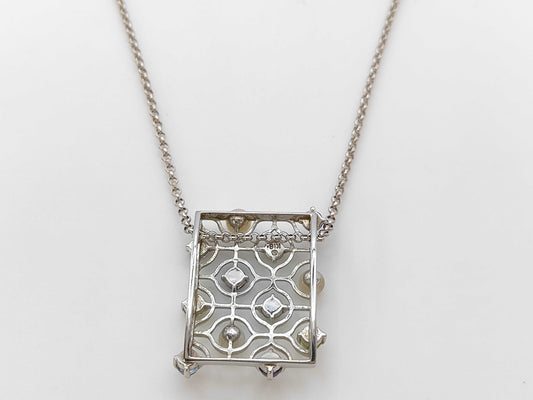 MIKIMOTO Colored Pearl Necklace, Diameter: Approx. 3.6-3.7mm, 18K White Gold, 9.0g 