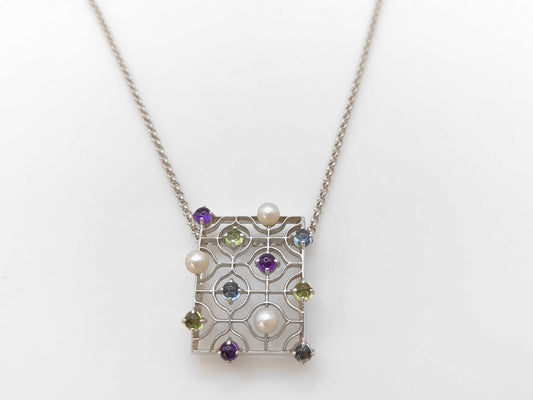 MIKIMOTO Colored Pearl Necklace, Diameter: Approx. 3.6-3.7mm, 18K White Gold, 9.0g 