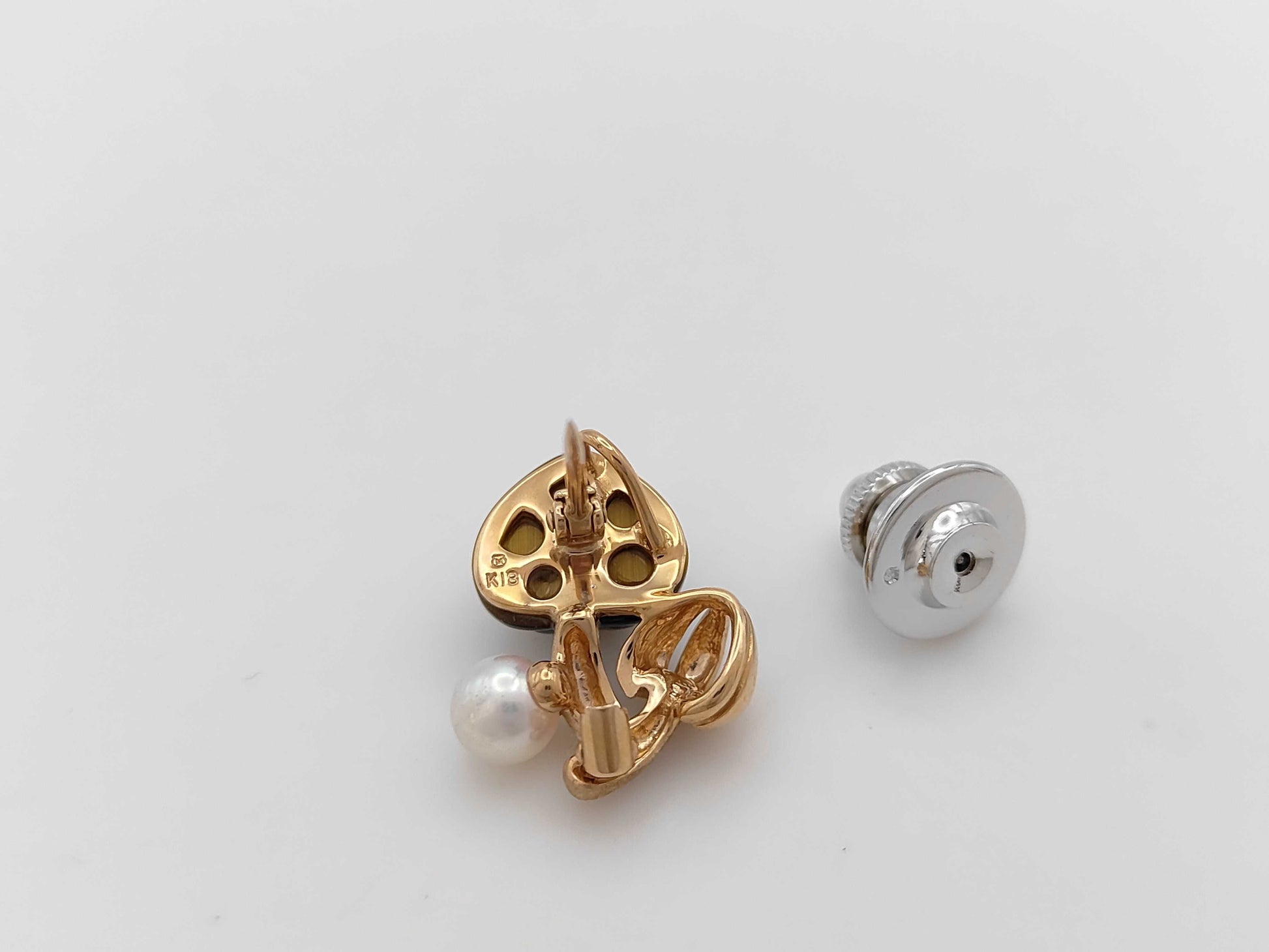 MIKIMOTO Colored Pearl, Diameter: Approx. 5.4mm, 18K Gold, 3.7g, Tie Clip/Cufflinks 