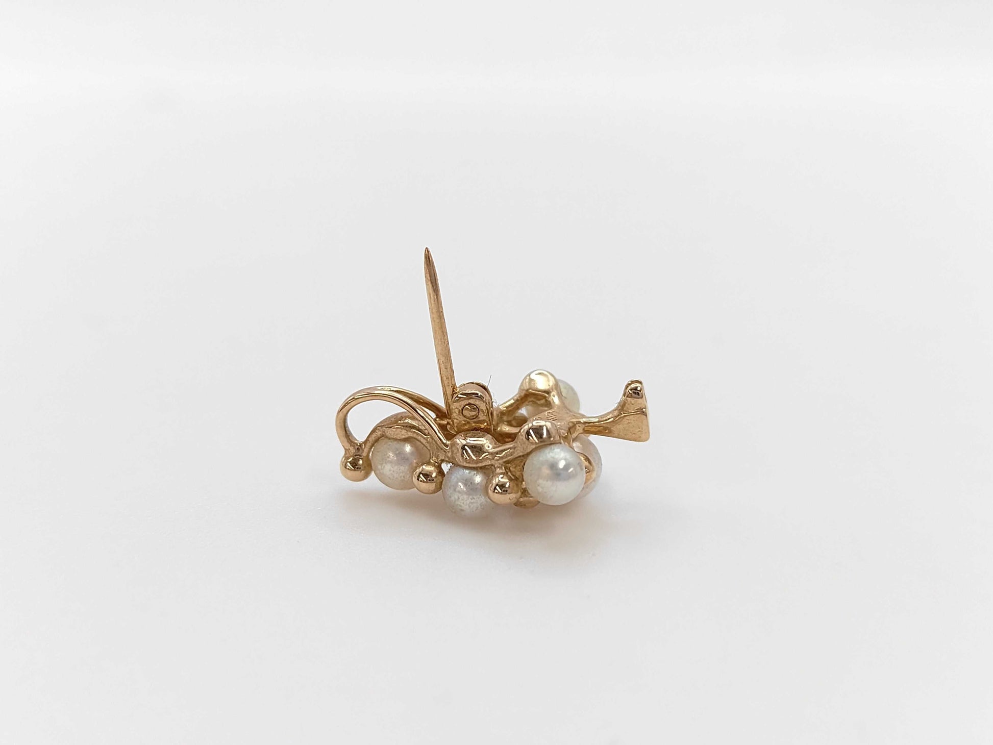 MIKIMOTO Tree Motif Pearl Brooch, Diameter: Approx. 3.5-4.4mm, 18K Gold, 2.9g 