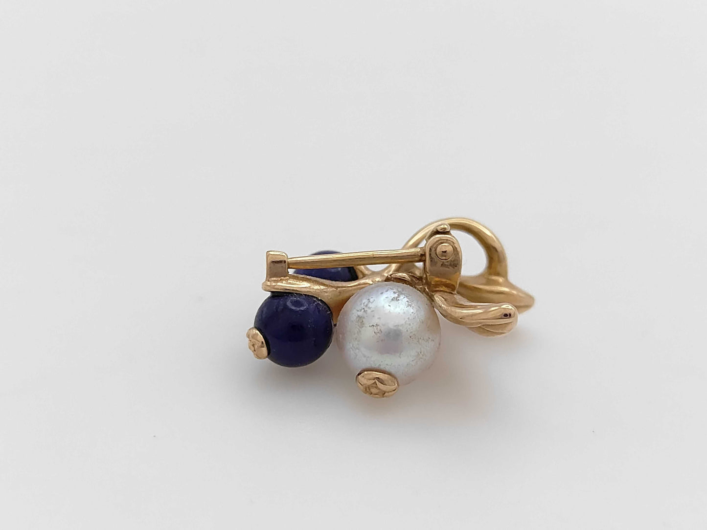 MIKIMOTO Pearl Earrings, Approx. 6.5mm Diameter, Lapis Lazuli, Approx. 5.0mm Diameter x 2, 18K Gold, 3.2g 