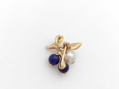 MIKIMOTO Pearl Earrings, Approx. 6.5mm Diameter, Lapis Lazuli, Approx. 5.0mm Diameter x 2, 18K Gold, 3.2g 