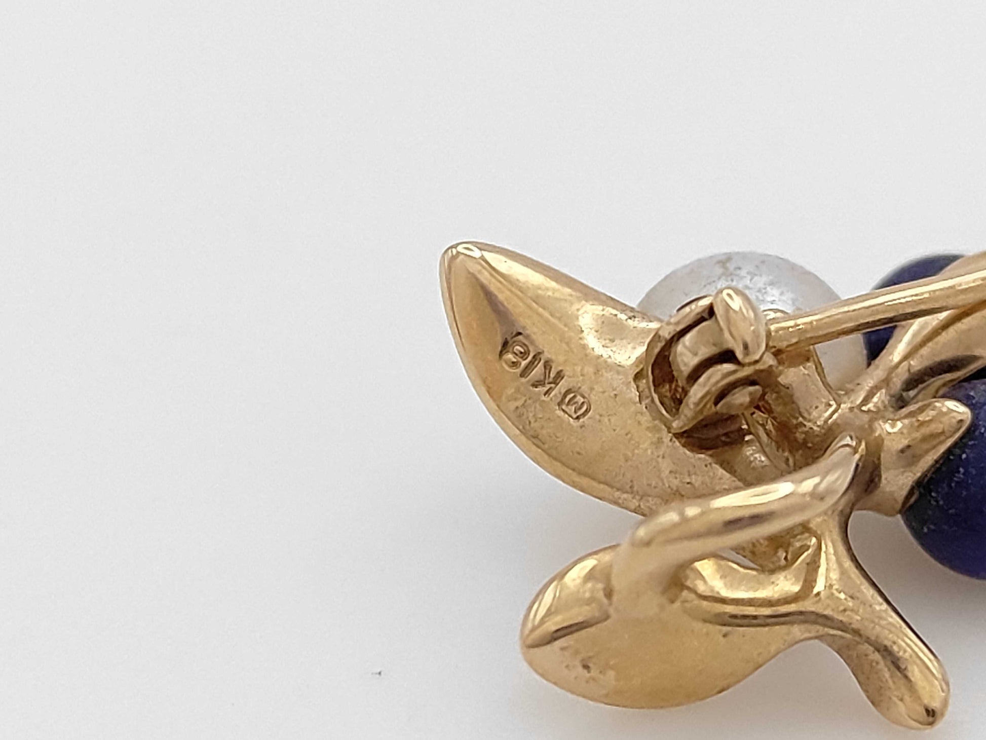 MIKIMOTO Pearl Earrings, Approx. 6.5mm Diameter, Lapis Lazuli, Approx. 5.0mm Diameter x 2, 18K Gold, 3.2g 