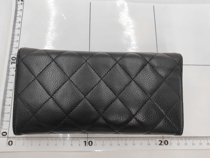 CHANEL Matelasse Caviar Leather Tri-Fold Long Wallet