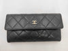 CHANEL Matelasse Caviar Leather Tri-Fold Long Wallet