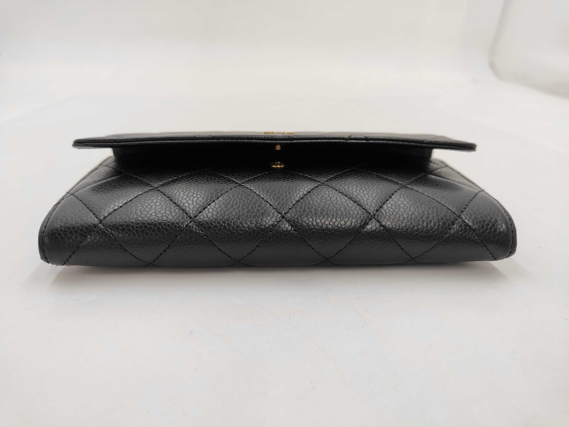 CHANEL Matelasse Caviar Leather Tri-Fold Long Wallet