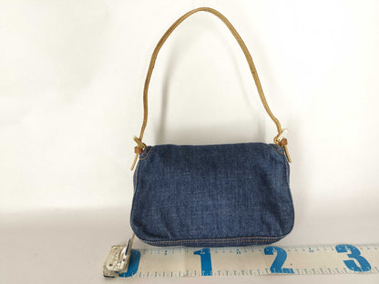 FENDI Mamma Bucket Shoulder Bag Denim Mini Lizard Shoulder Bag