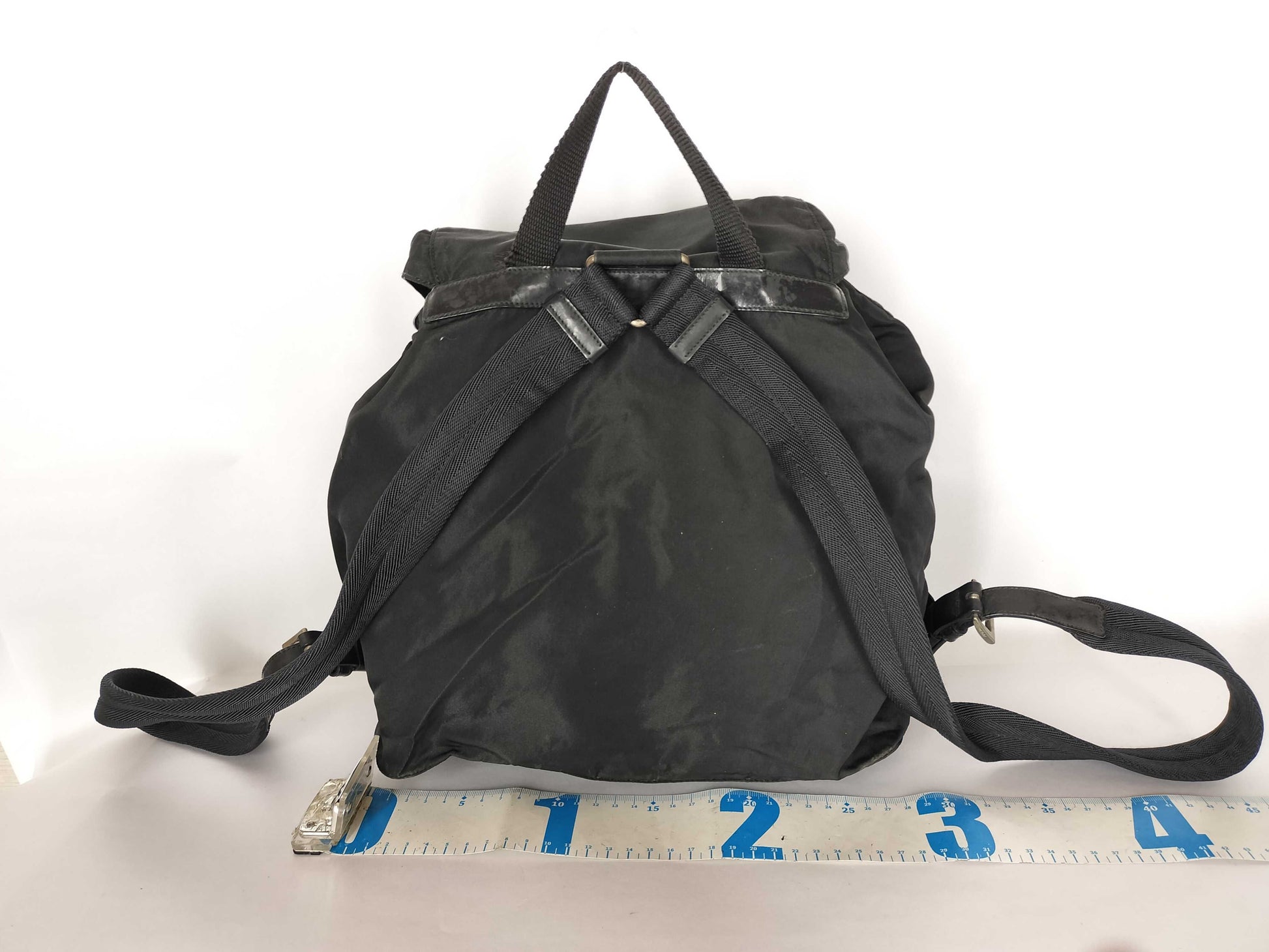 PRADA nylon backpack with triangle logo in black