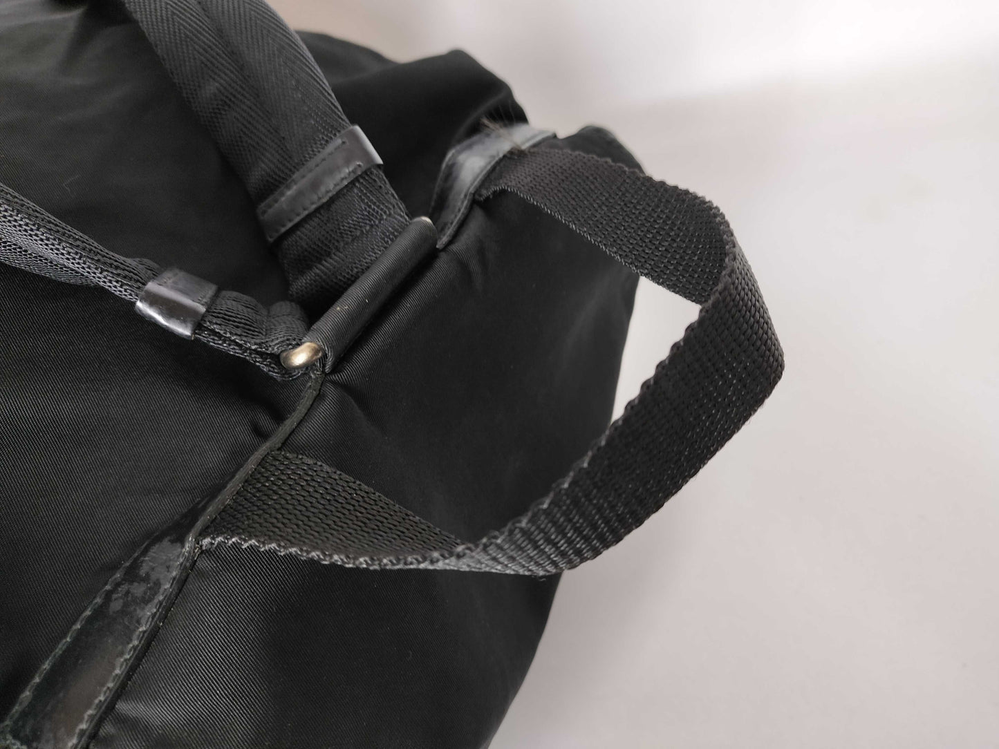 PRADA nylon backpack with triangle logo in black