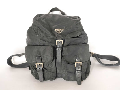 PRADA nylon backpack with triangle logo in black