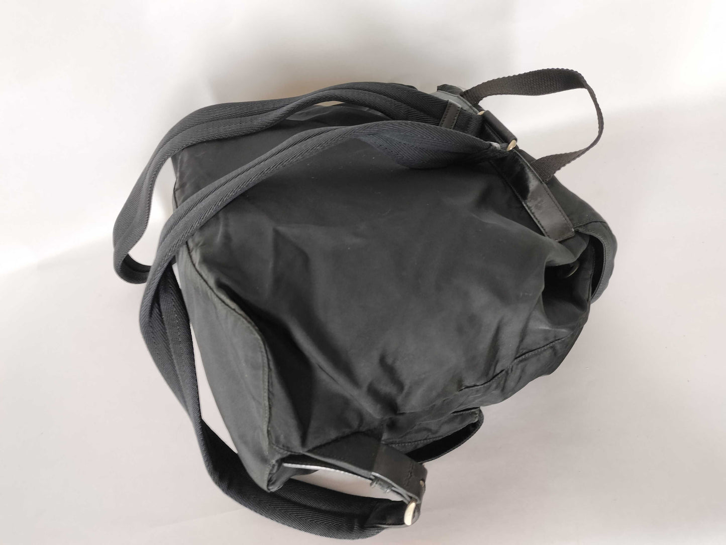 PRADA nylon backpack with triangle logo in black