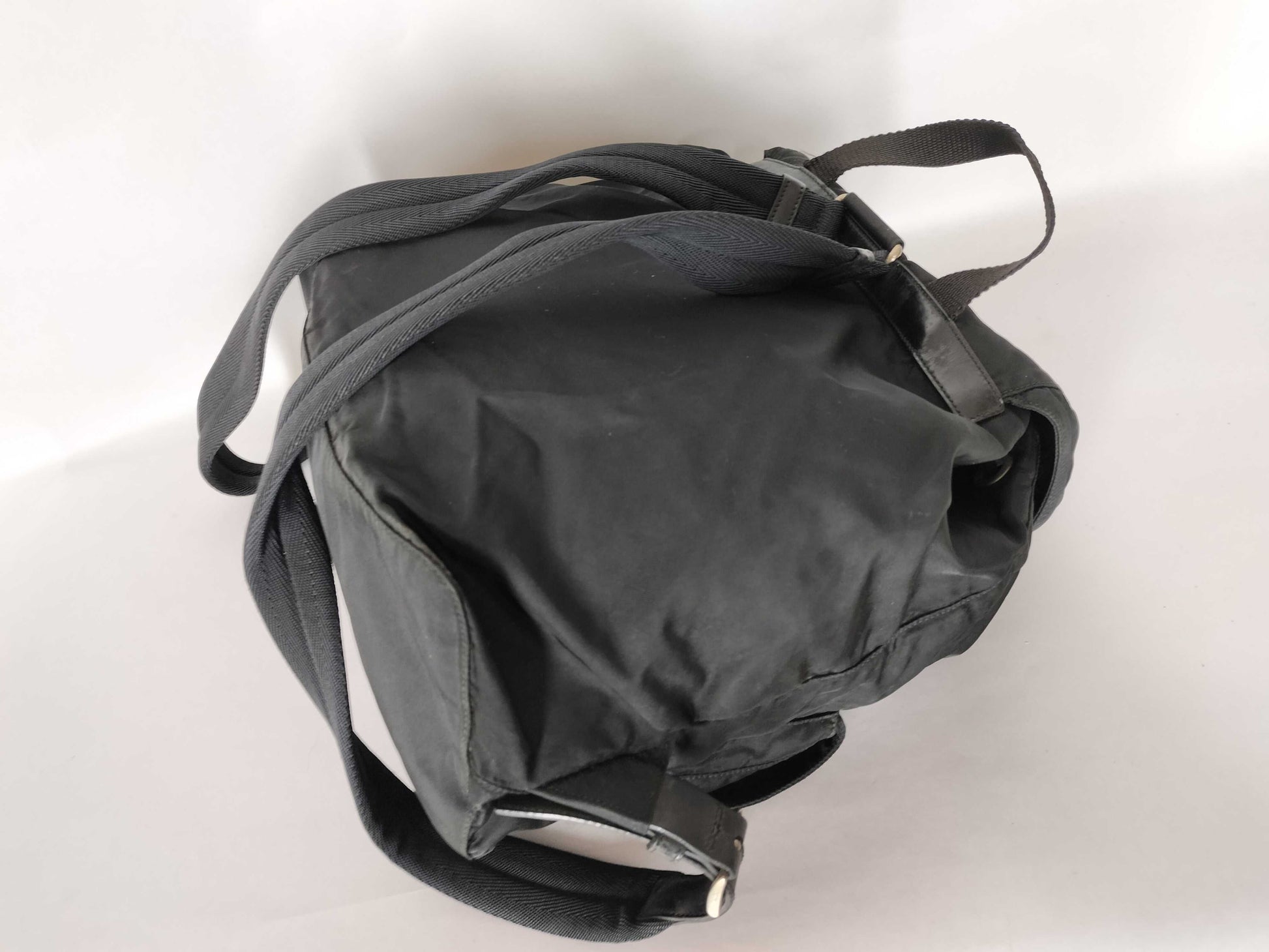 PRADA nylon backpack with triangle logo in black