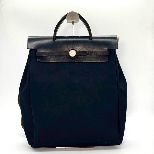 HERMES Airbag Toile Officier Black Backpack