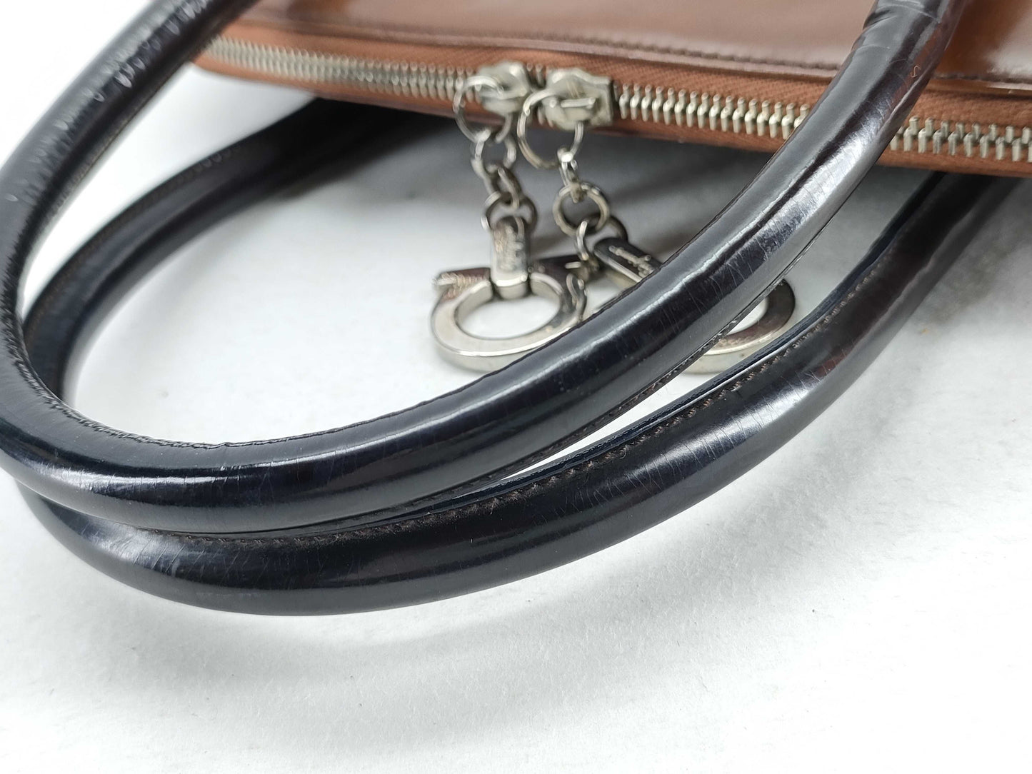 Salvatore Ferragamo Enamel Leather Gancini Gradient Handbag