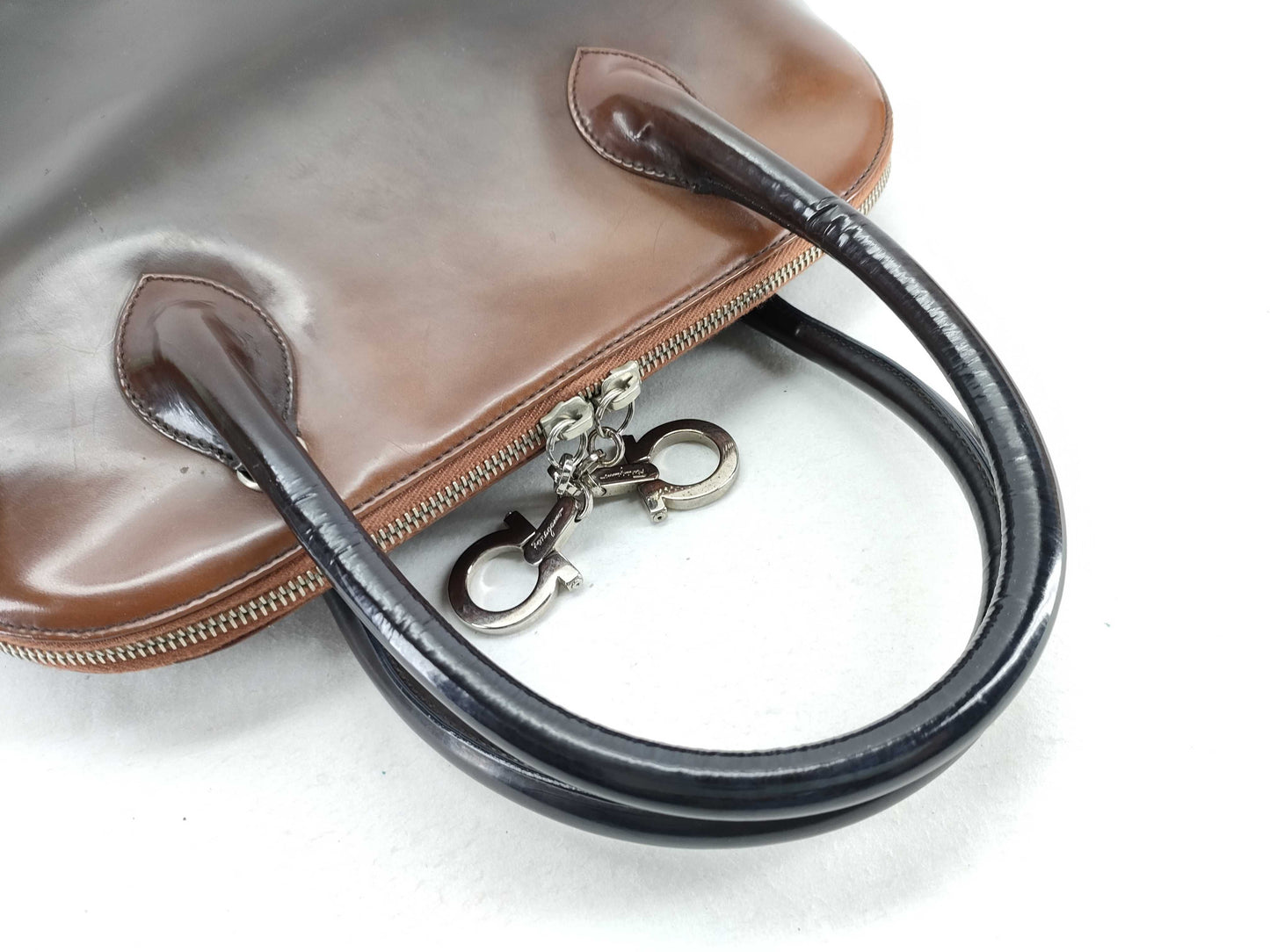 Salvatore Ferragamo Enamel Leather Gancini Gradient Handbag