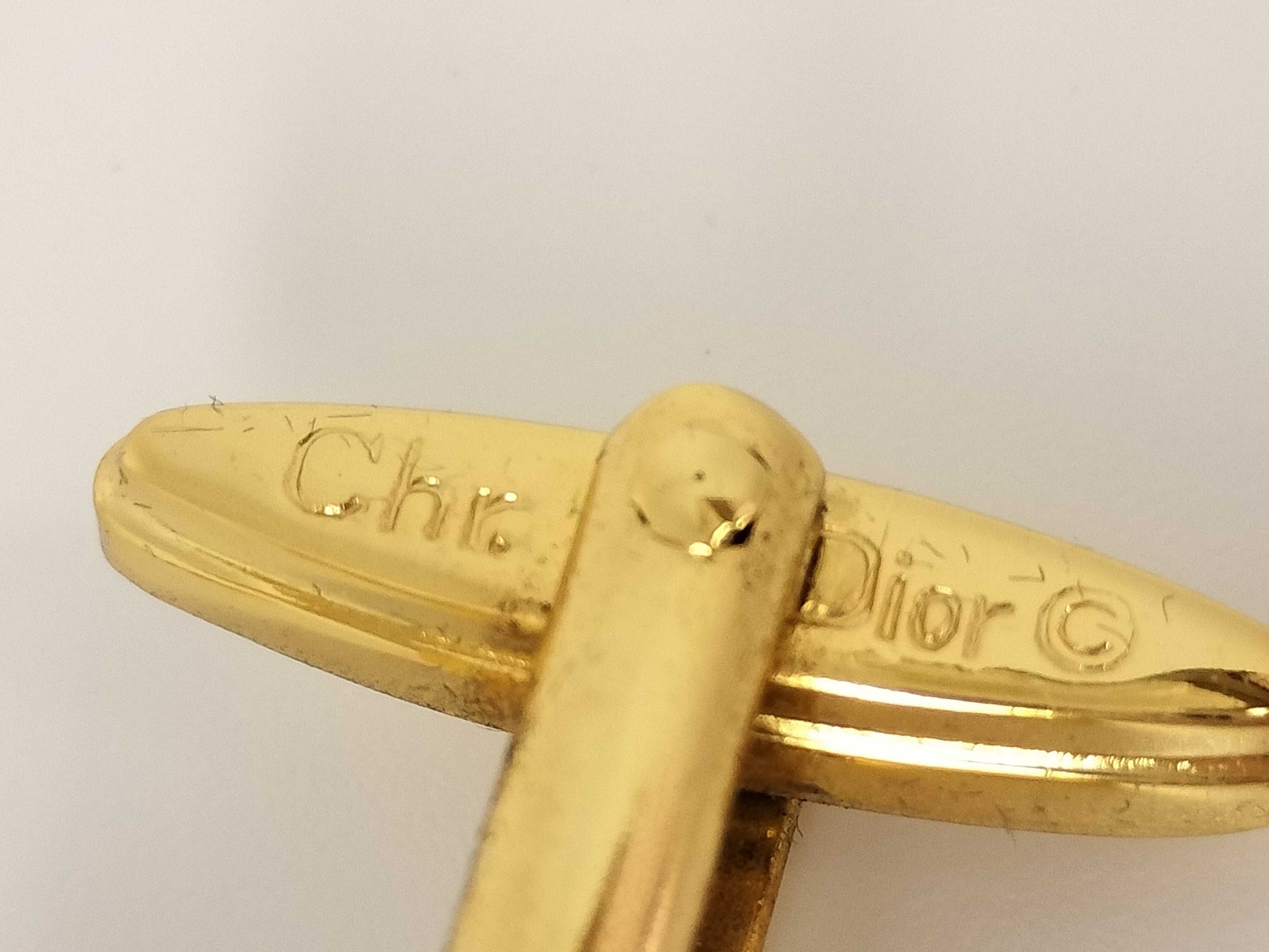 Dior Christian Dior Cufflinks Gold Color Tie Clip Cufflinks