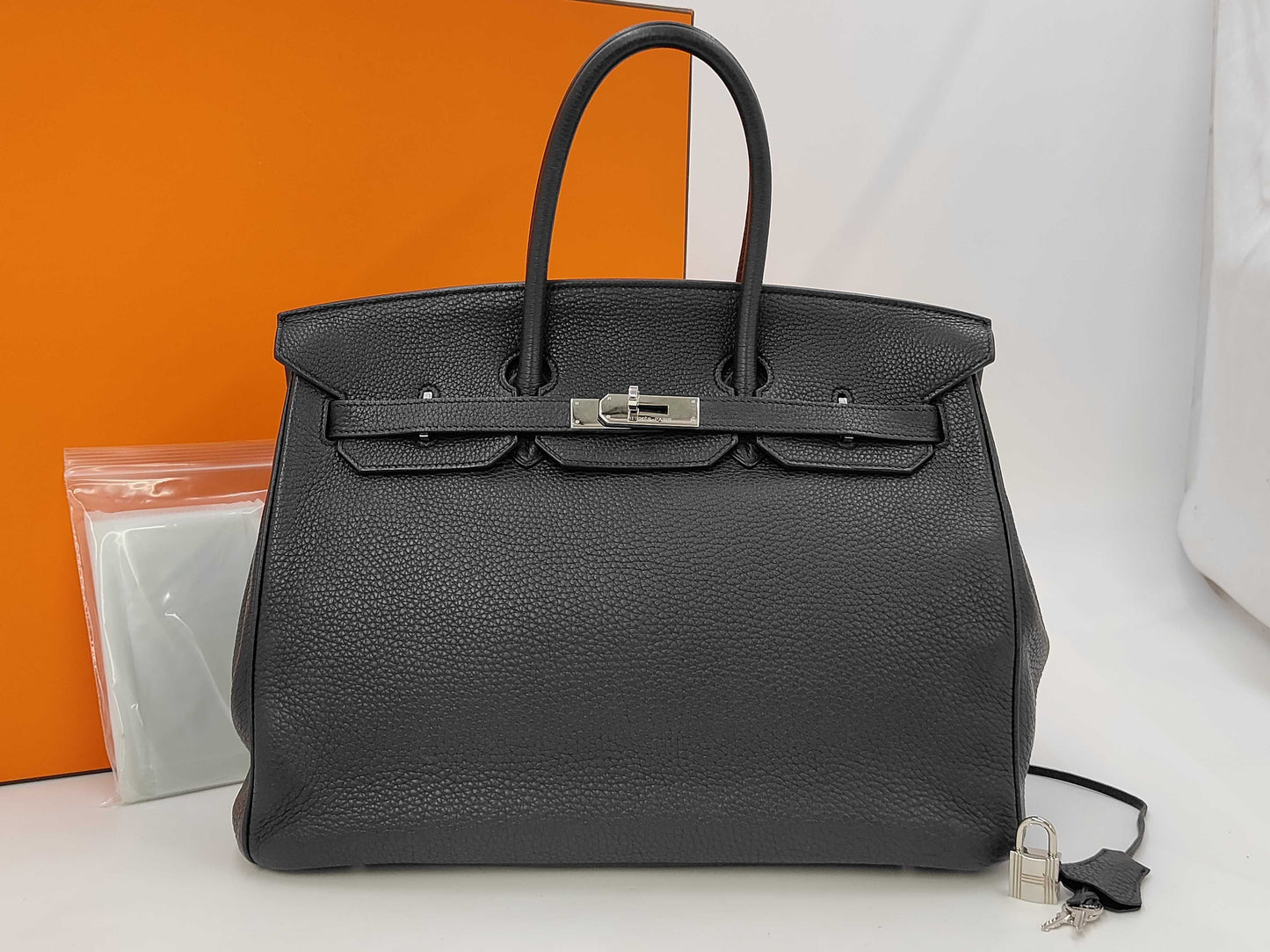 HERMES Birkin 35 Togo Black with Silver Hardware, □N Stamp, Handbag