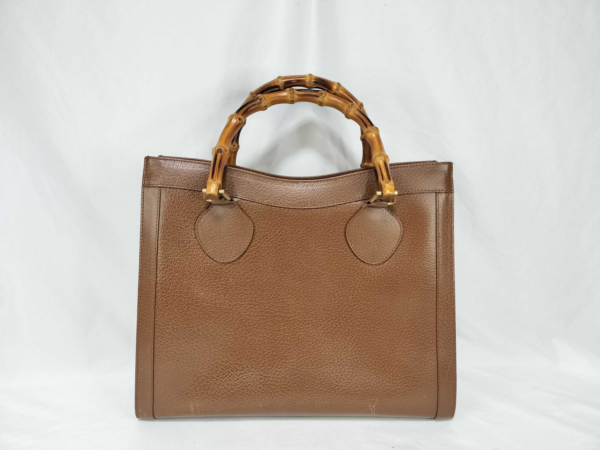 GUCCI Bamboo Handbag Bamboo Handle Leather Brown Tote Bag