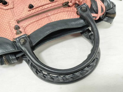 BALENCIAGA The City 2-Way Handbag in Pink Python Leather