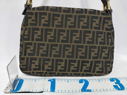 FENDI Mamma Bucket Zucca Shoulder Bag with Gold Hardware