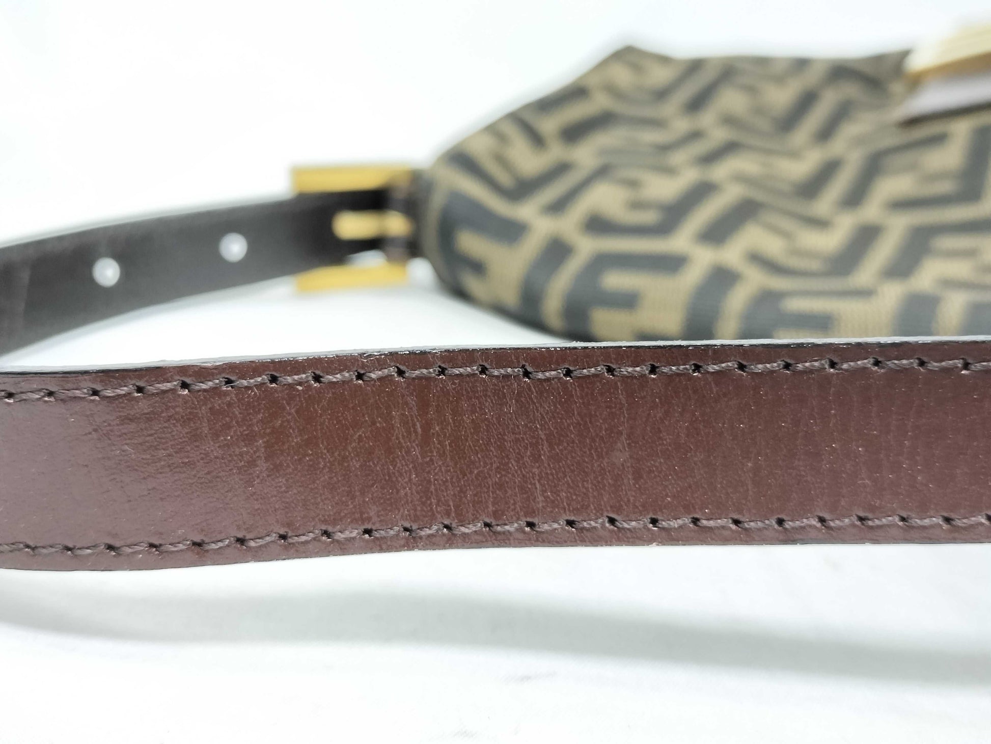 FENDI Mamma Bucket Zucca Shoulder Bag with Gold Hardware