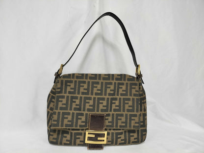 FENDI Mamma Bucket Zucca Shoulder Bag with Gold Hardware