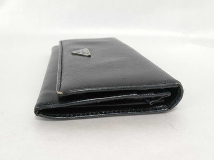 PRADA Prada long wallet black logo plate wallet