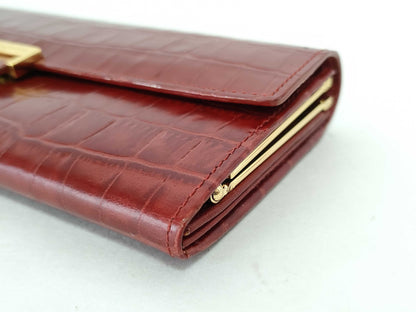 Yves Saint Laurent red leather long wallet