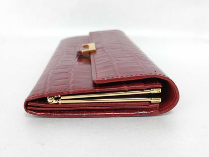 Yves Saint Laurent red leather long wallet