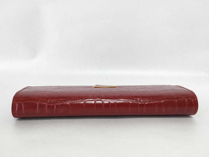 Yves Saint Laurent red leather long wallet