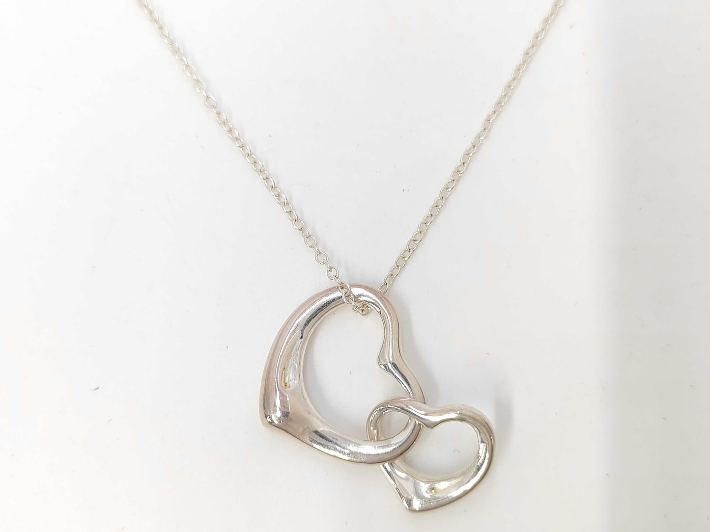 Tiffany & Co. Double Open Heart Necklace, SV925, 6.9g Necklace