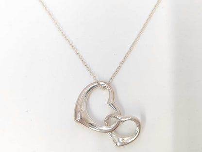 Tiffany & Co. Double Open Heart Necklace, SV925, 6.9g Necklace