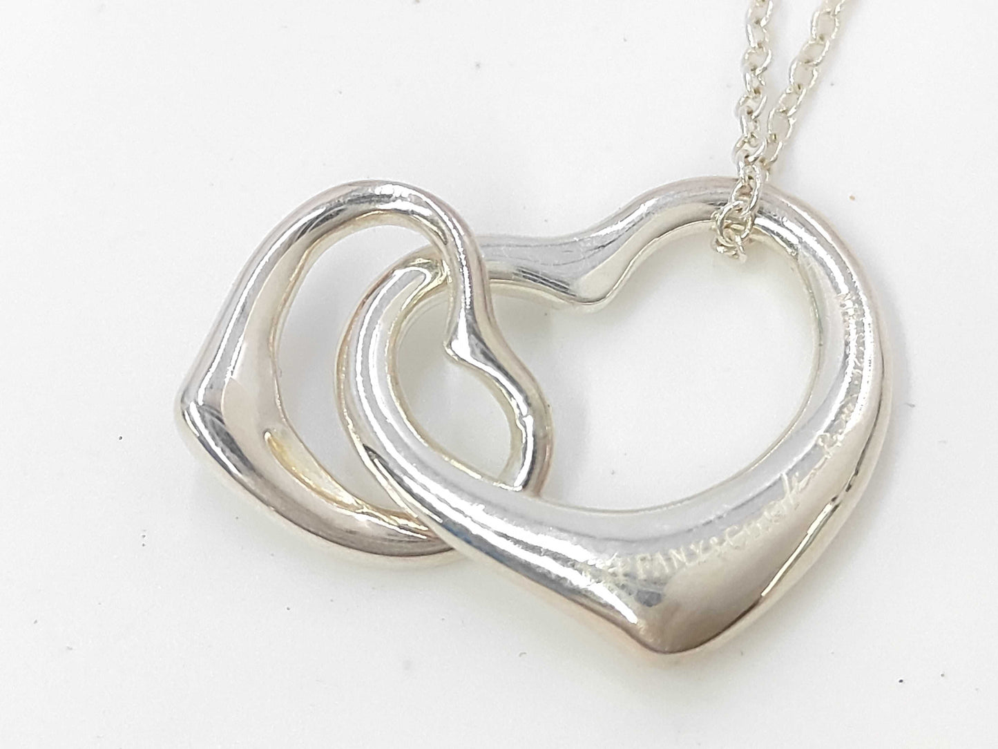 Tiffany & Co. Double Open Heart Necklace, SV925, 6.9g Necklace