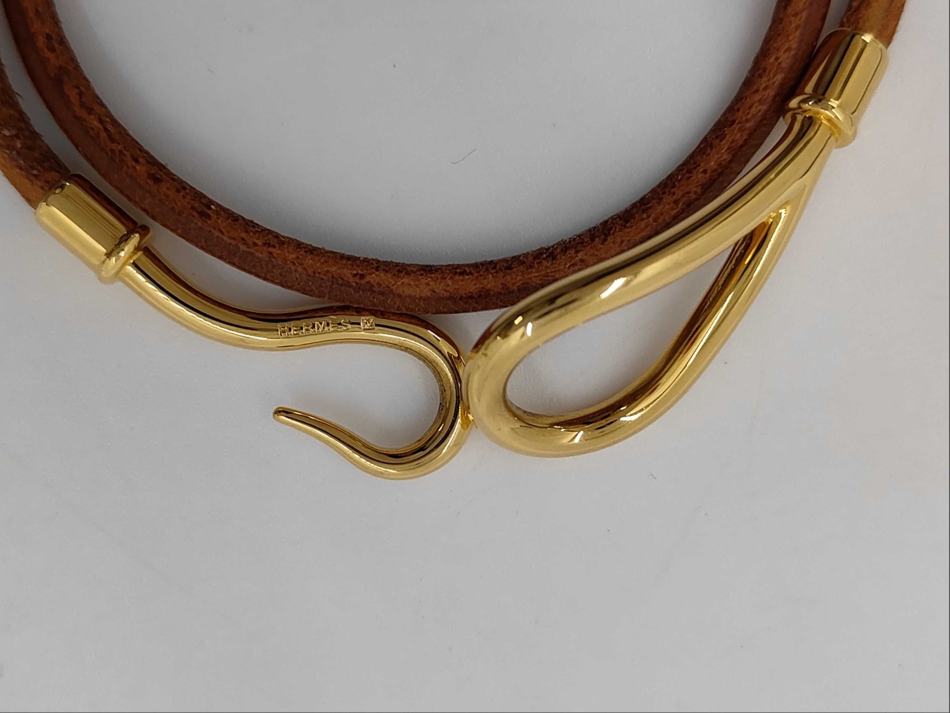 HERMES Hermes Jumbo Leather GD Choker Bracelet Bracelets & Bangles