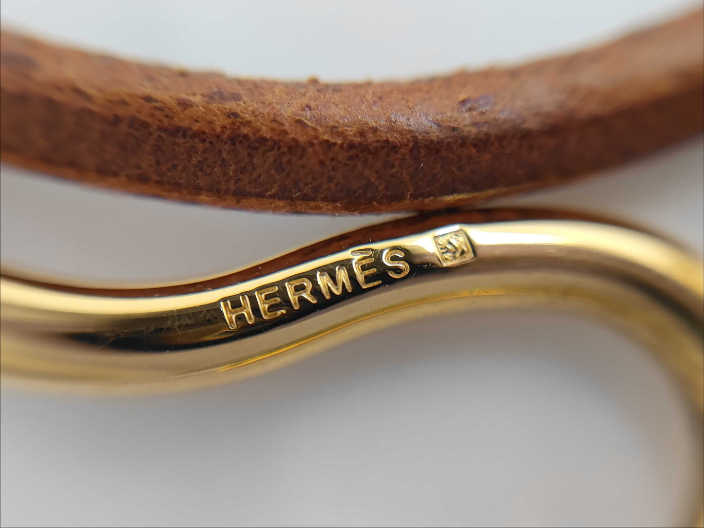 HERMES Hermes Jumbo Leather GD Choker Bracelet Bracelets & Bangles