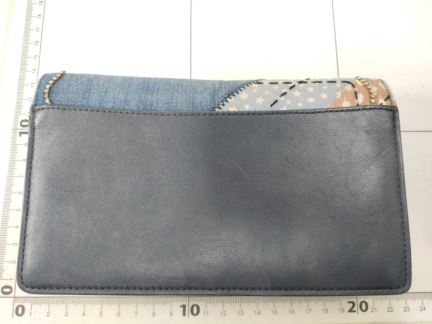 COACH 2-way shoulder wallet denim patchwork rhinestone shoulder bag
