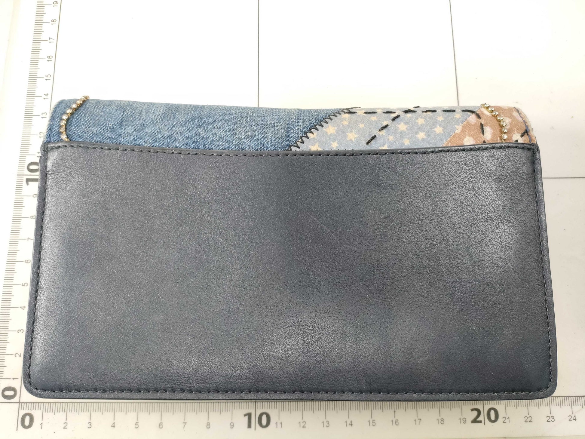 COACH 2-way shoulder wallet denim patchwork rhinestone shoulder bag